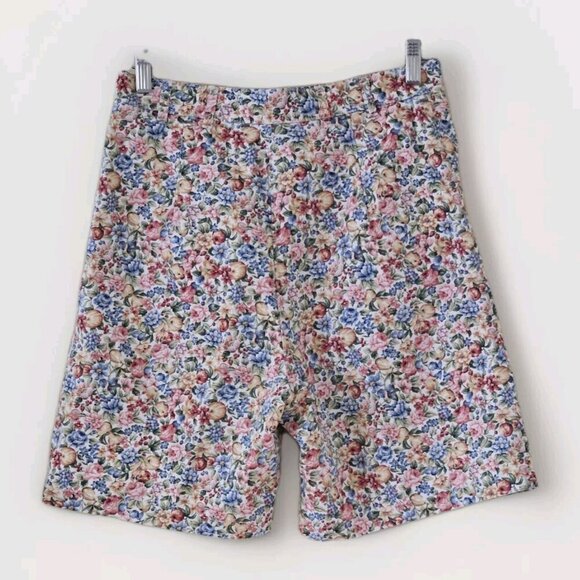 Willowbend Shorts Womens 12 Floral Cotton Twill Pockets Retro Boho USA Made Vtg - Picture 2 of 15